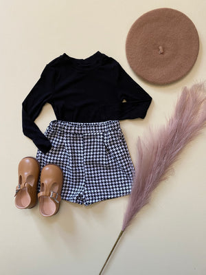 Black Plaid Shorts Set