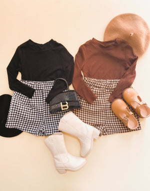 Brown Plaid Shorts Set