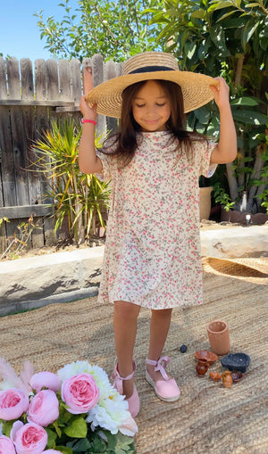 Pale Yellow Floral Print T-Shirt Dress